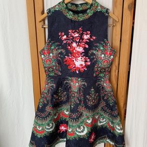 Bohemian beaded fit and flare dress